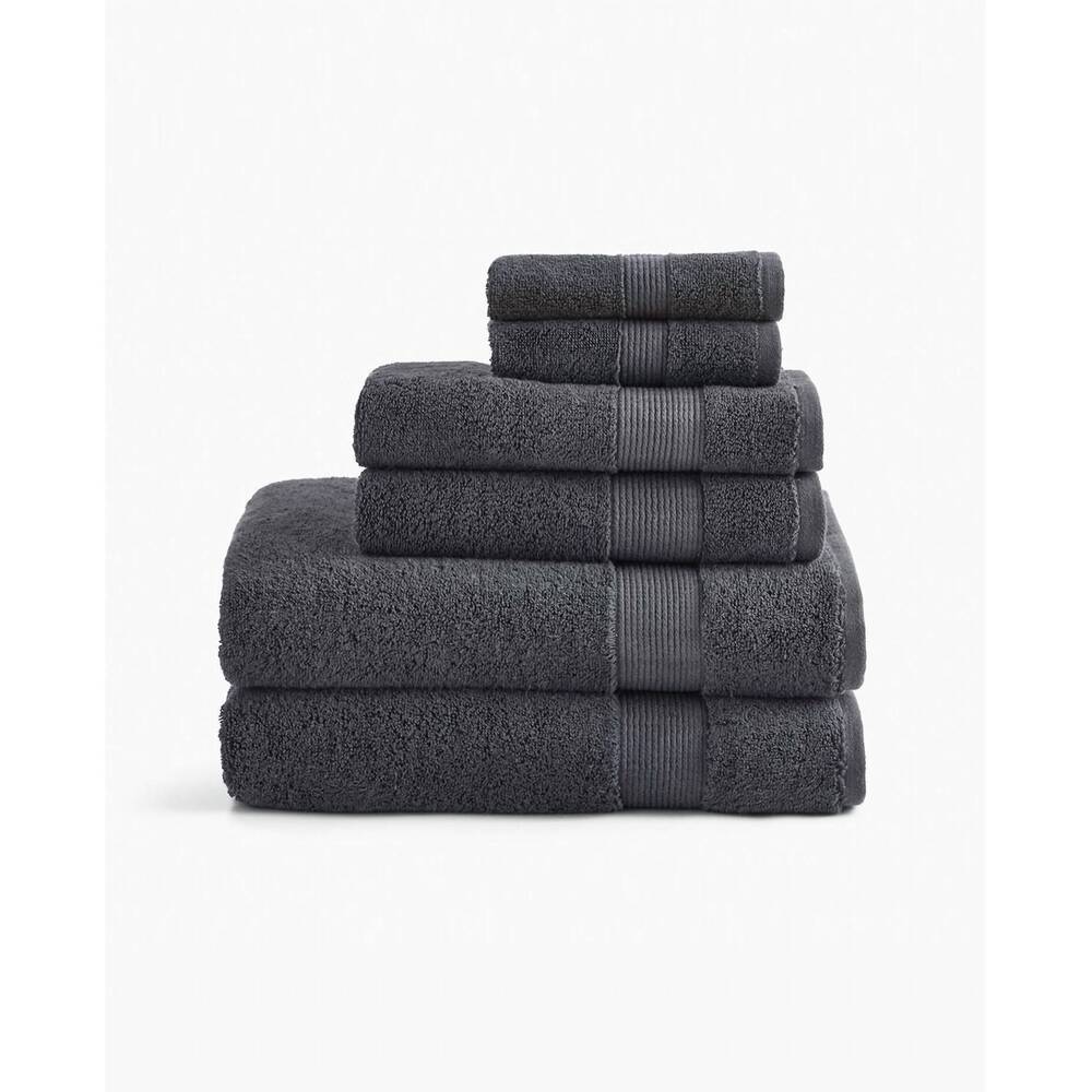 NEW UNDER THE CANOPY classic organic cotton 6-piece bath towel set in charcoal